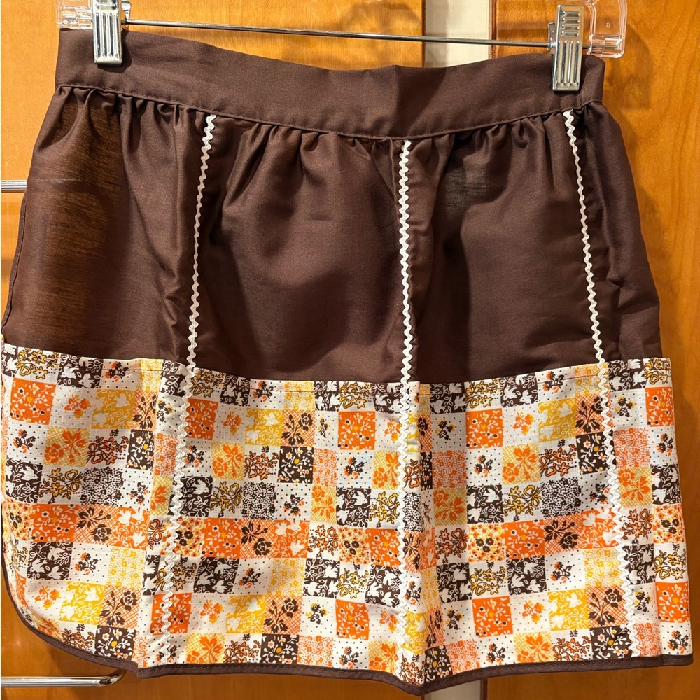 Vintage Apron Brown and Orange Patchwork Artistic Creation